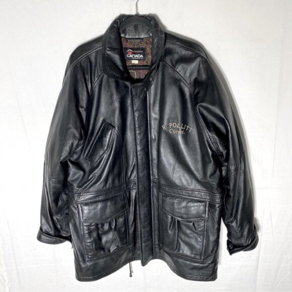 Vintage Canada Sportswear Black Lamb Leather Coat W Drawstring Waist L - Picture 16 of 16